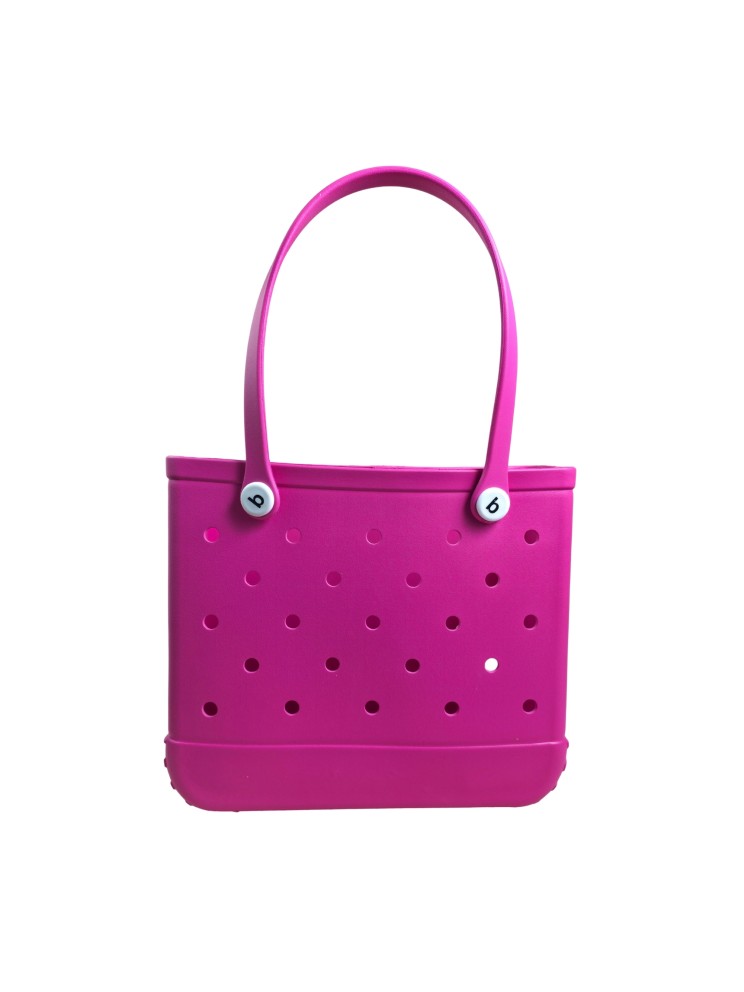 Madosh EVA Beach Tote Bag for Women - Waterproof Rubber Open Top Pool Bag - Washable Sandproof Large Travel Basket - Durable Gym, Shower & Boat Utility Handbag (13.5" x 12")(Pink)